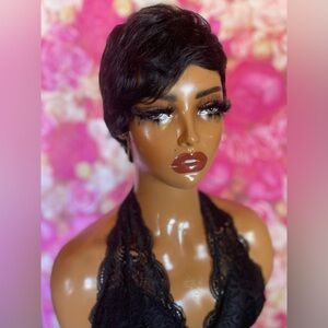 Short Pixie Wedge Cut Human Hair Wig - Natural Color